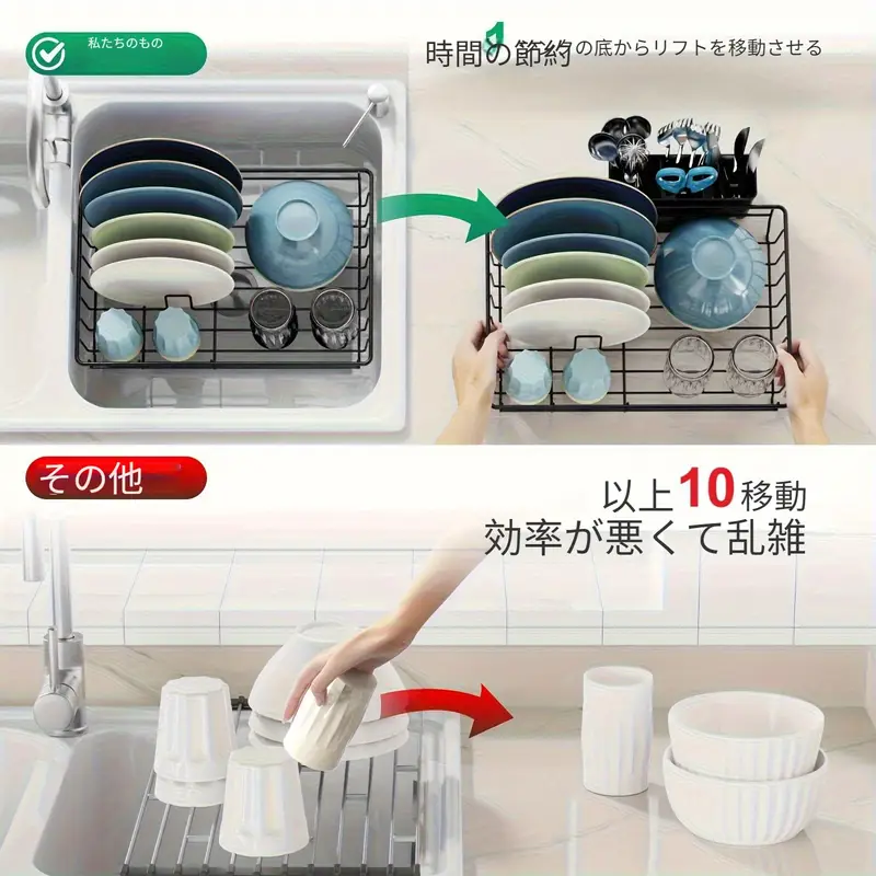 コンパクトな金属製食器乾燥ラック 食器ホルダーと排水スプート コンパクトな金属製食器乾燥ラック 食器ホルダーと排水スプート